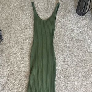 Green ribbed bodycon knit dress